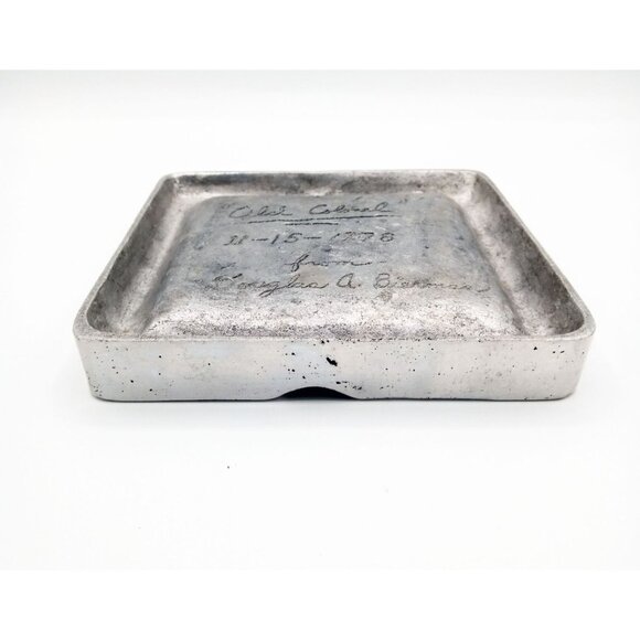 Metal Horse Ashtray Vintage Silver-Tone Inscribed to C.L.M. Tobacciana 1970s - Picture 14 of 14
